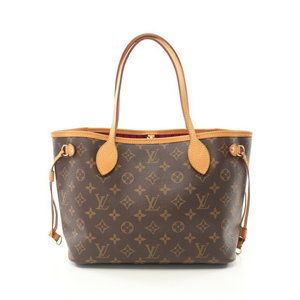 Louis Vuitton Neverfull Tote Bag Leather Monogram Brown